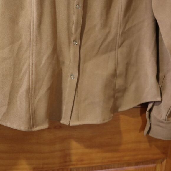 Harve Bernard Vintage Brown Button Down Shirt 90s Phoebe Buffay Shirt Jacket Med - Picture 8 of 9